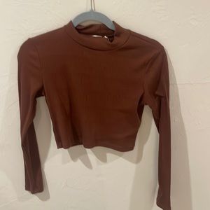 Altered state-  Brown sweater like material top, alittle cropped